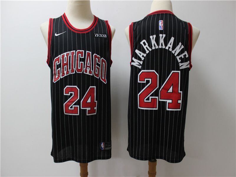 Men Chicago Bulls 24 Markkanen Black Game Nike NBA Jerseys